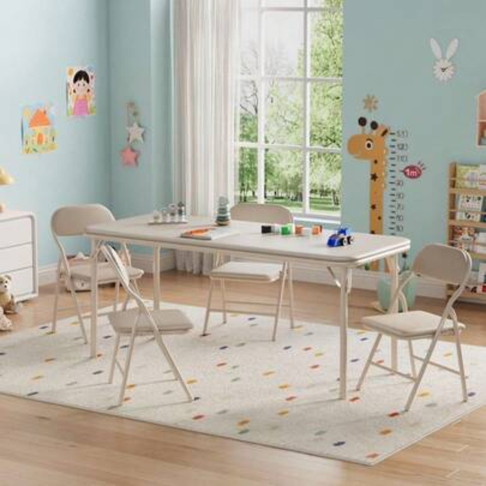 Kids Outdoor Table - Kinder-Aktivitätstisch-Set, klappbarer Spieltisch mit dicker PU-Lederplatte,