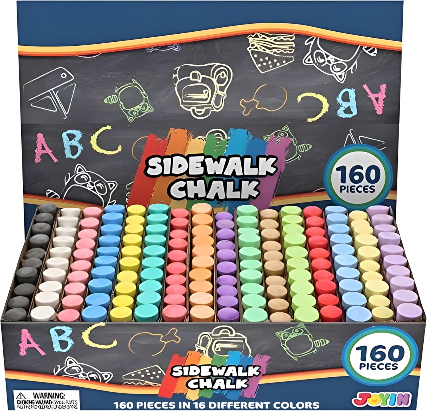Chalk Outdoor Jumbo - 160-teiliges Gehwegkreide-Set, ungiftig, waschbar, Jumbo-Kreide für