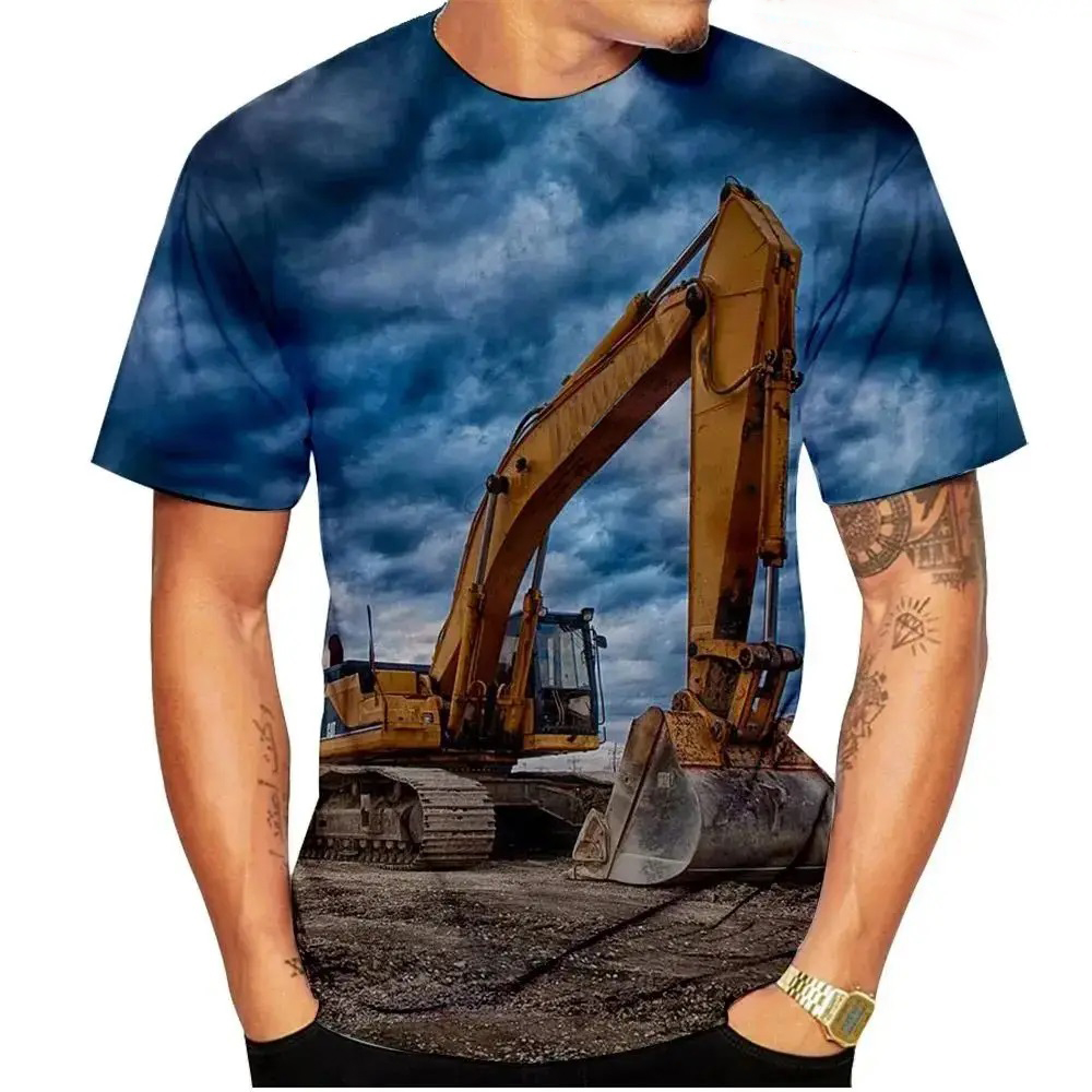 Kids Outdoor Excavator - Bagger Muster 3D Druck T-Shirt Männer