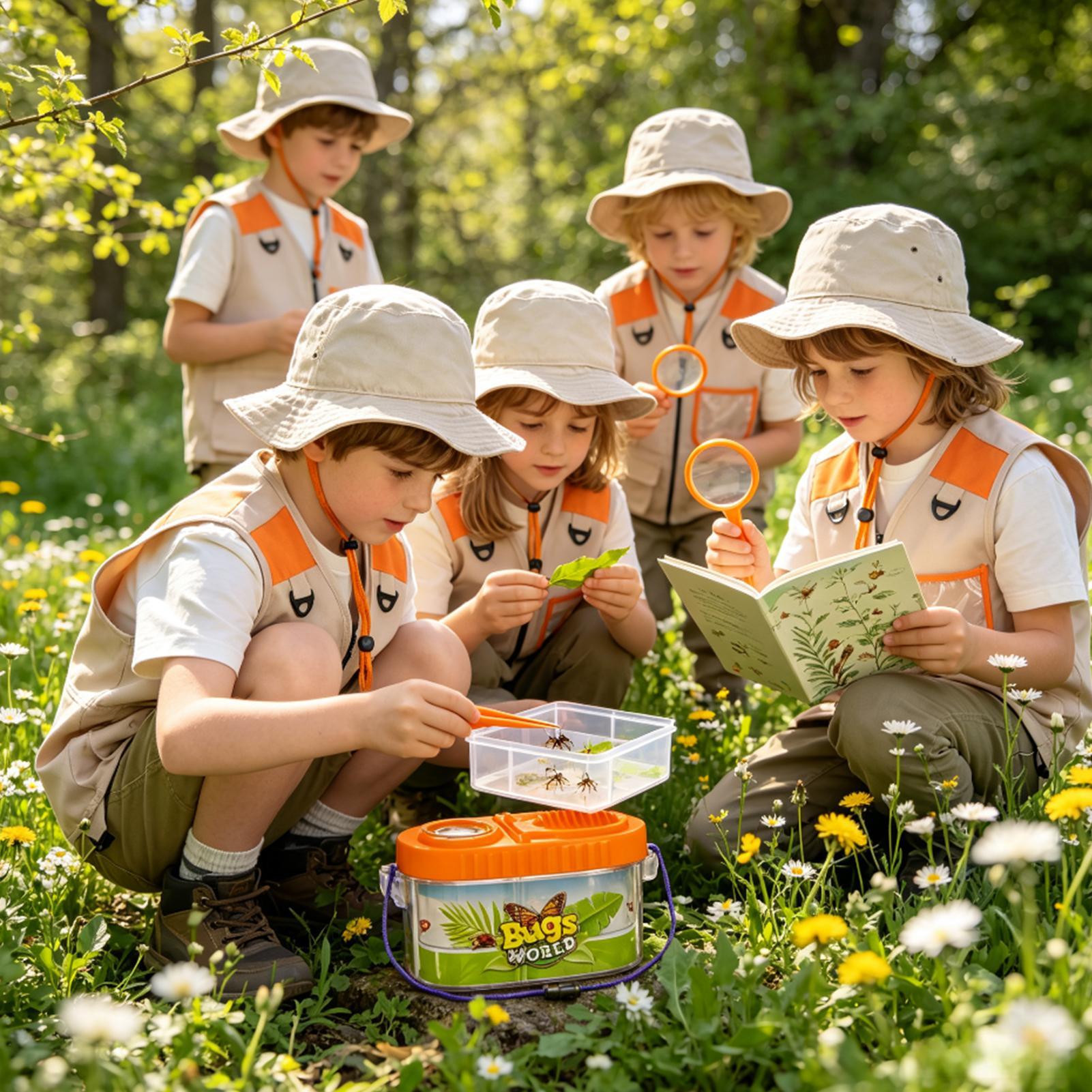 Kids Outdoor Adventure Kit - Kinder-Abenteuer-Set mit Lupe und Hut, leichtes