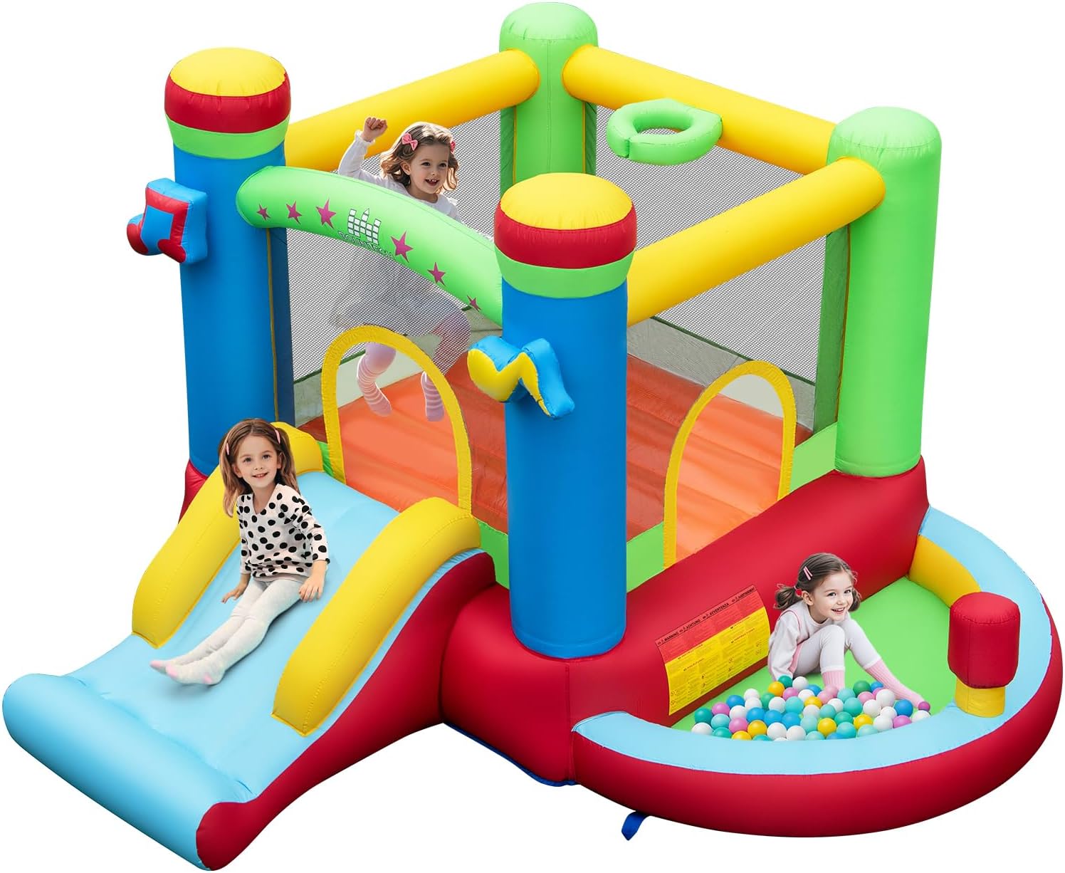Kids Outdoor Jumping - Aufblasbares Hüpfhaus mit Bällebad, Hüpfburg für