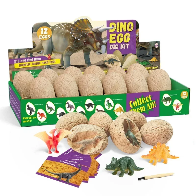 Kids Outdoor Excavator - Dinosaurier-Ei-Ausgrabungsset, 12-teiliges Fossil-Ausgrabungs-Archäologie-Spielzeug, DIY Bergbau-Wissenschafts-Lernspielzeug, Partygeschenk