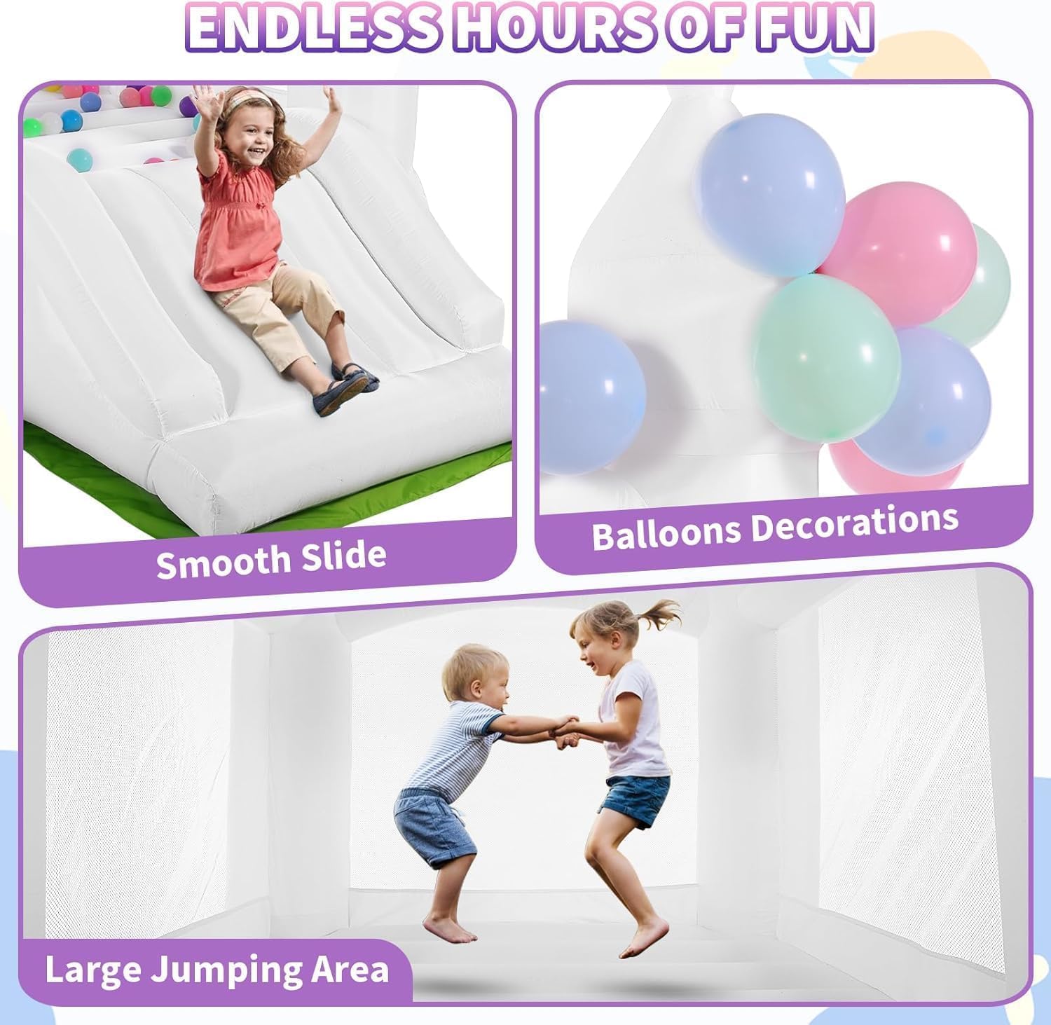 Weißes Hüpfburg-Set für drinne – Kids Outdoor Slide Bewertung und Preis