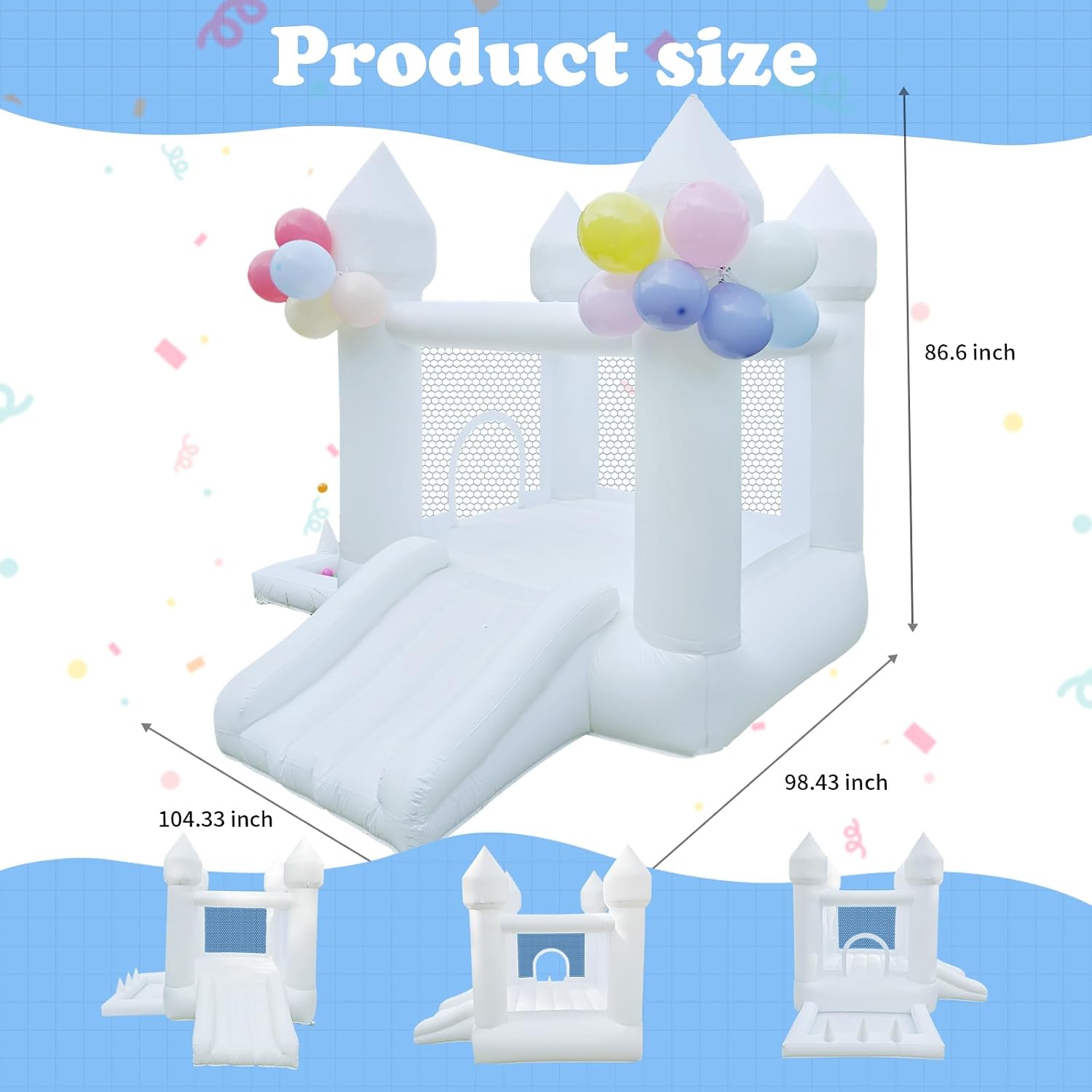 Weißes Hüpfhaus, Indoor- und O – Kids Outdoor Slide Bewertung und Preis