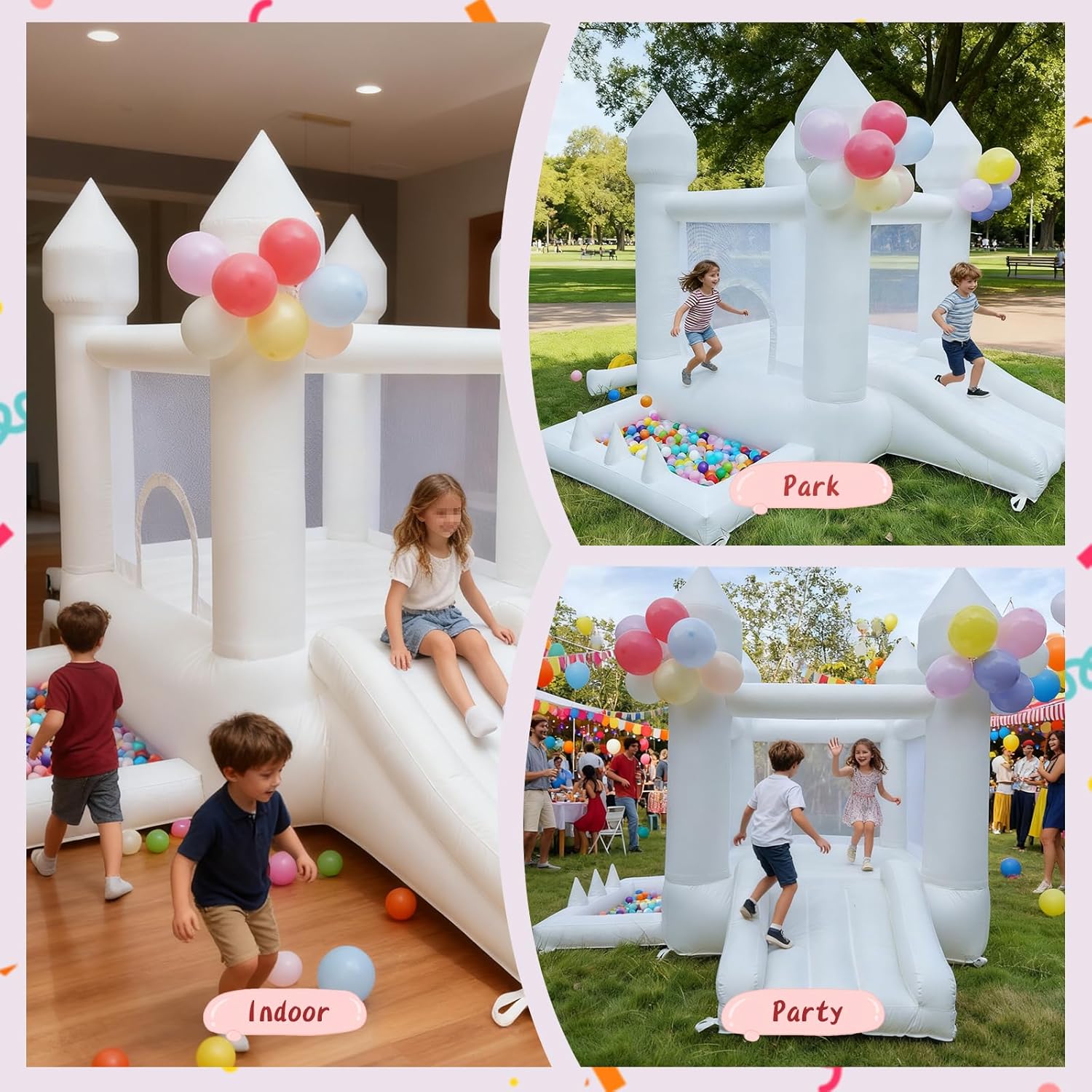 Weißes Hüpfhaus, Indoor- und O – Kids Outdoor Slide Bewertung und Preis