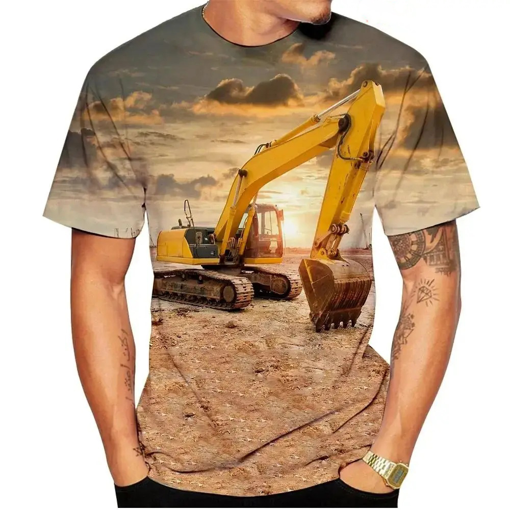 Bagger Muster 3D Druck T-Shirt – Kids Outdoor Excavator Bewertung und Preis