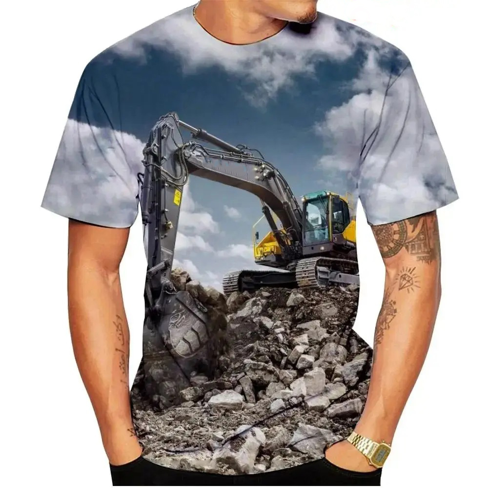 Bagger Muster 3D Druck T-Shirt – Kids Outdoor Excavator Bewertung und Preis