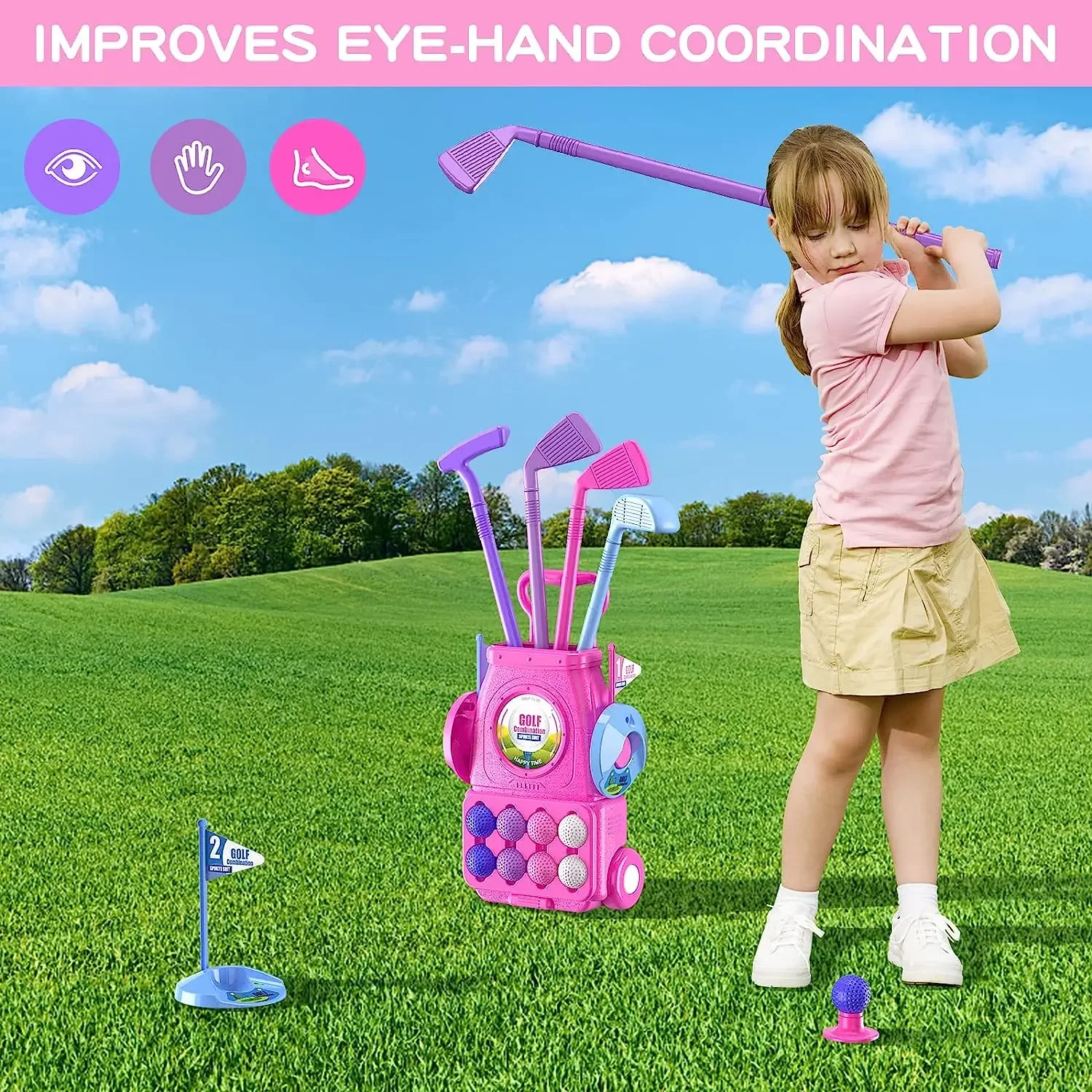 Rosa Kinder-Golfschläger-Set m – Kids Indoor Outdoor Cart Bewertung und Preis