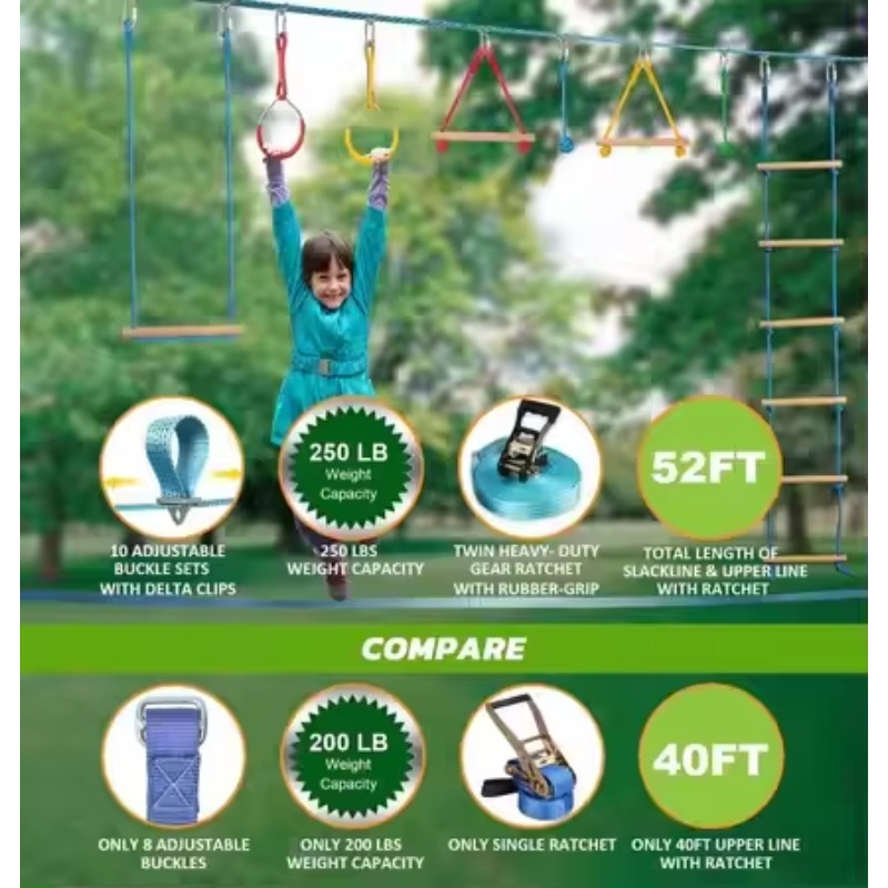 Warrior Hindernisparcours-Set  – Kids Outdoor Monkey Bar Set Bewertung und Preis