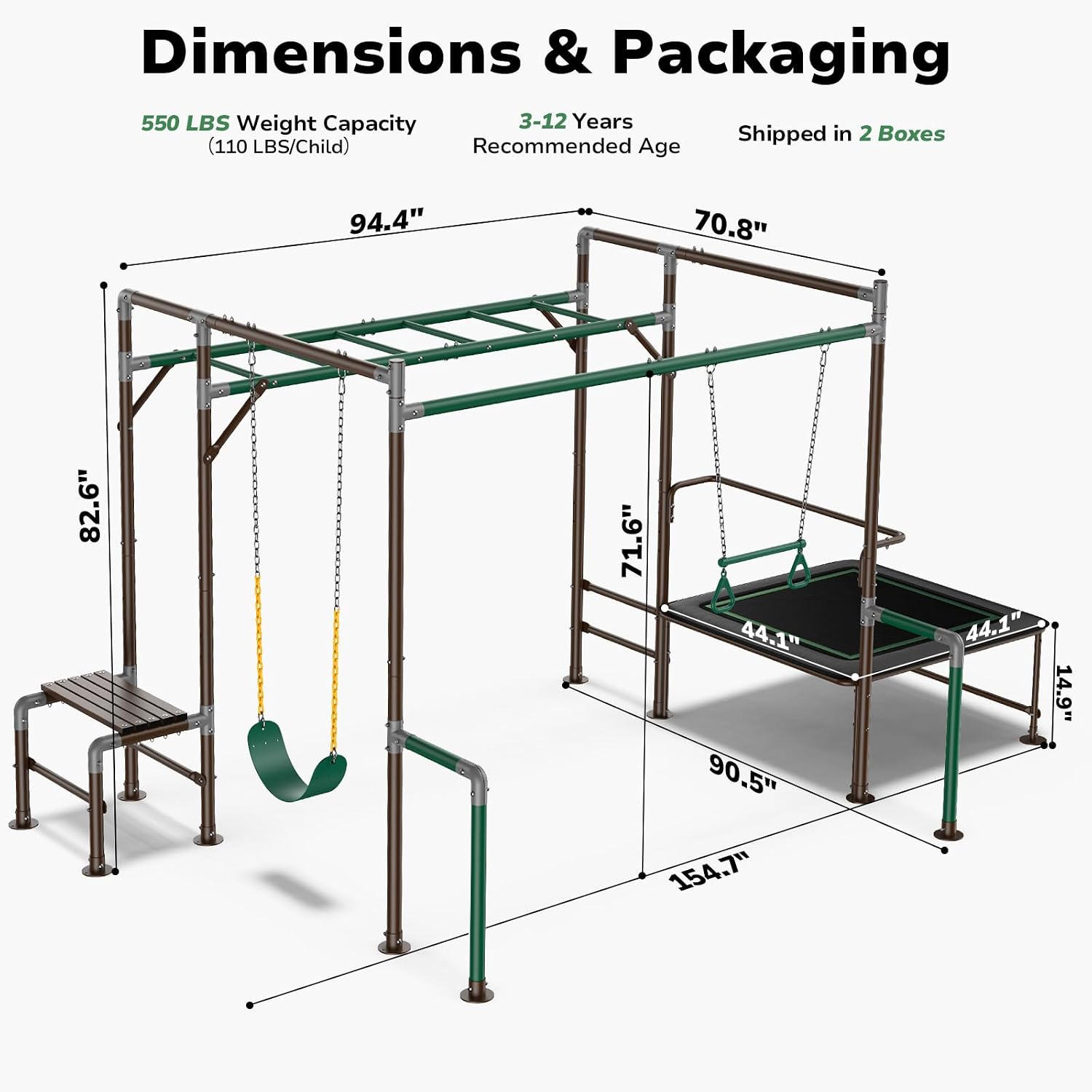 Klettergerüst für Kinder, Outd – Kids Outdoor Monkey Bar Set Bewertung und Preis