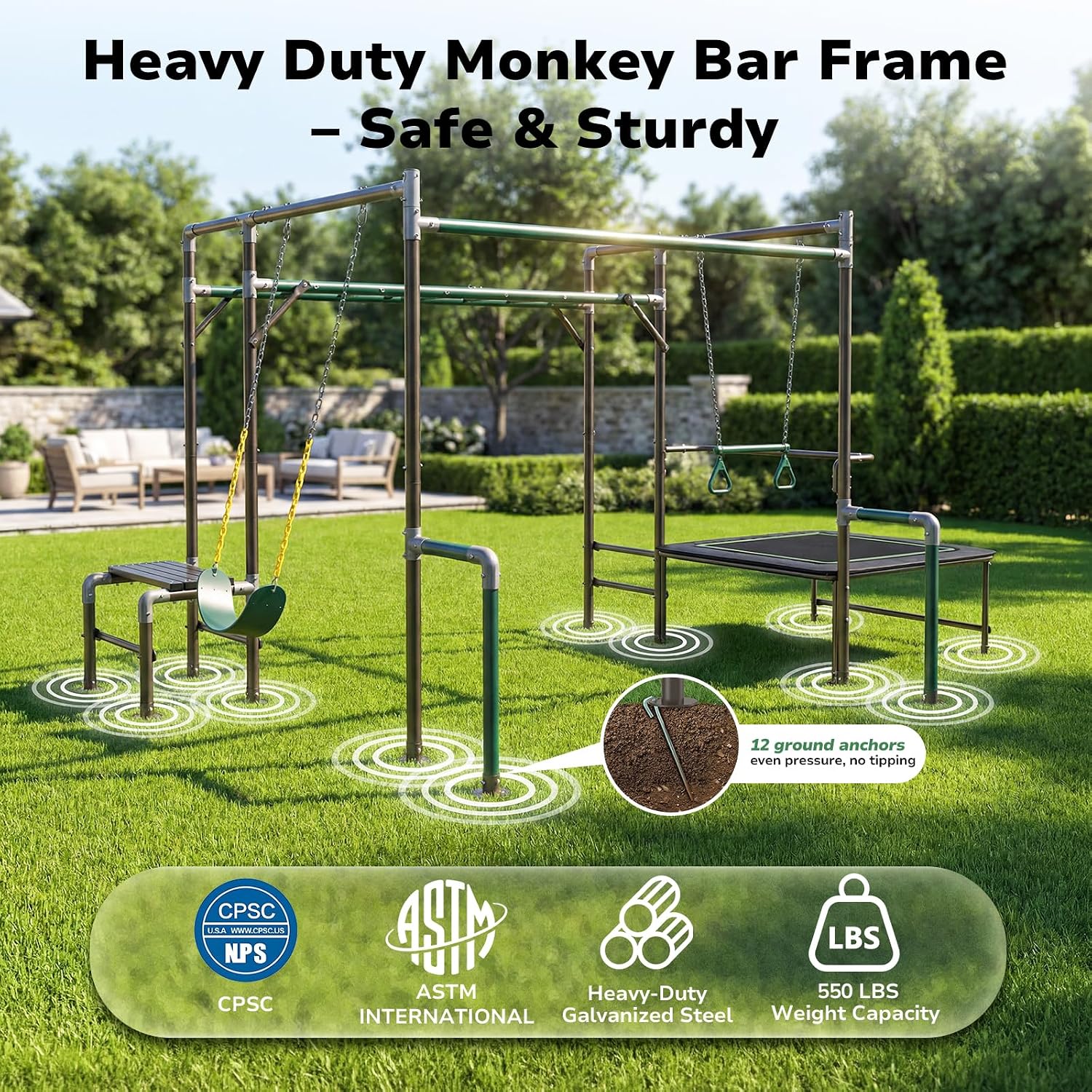 Klettergerüst für Kinder, Outd – Kids Outdoor Monkey Bar Set Bewertung und Preis