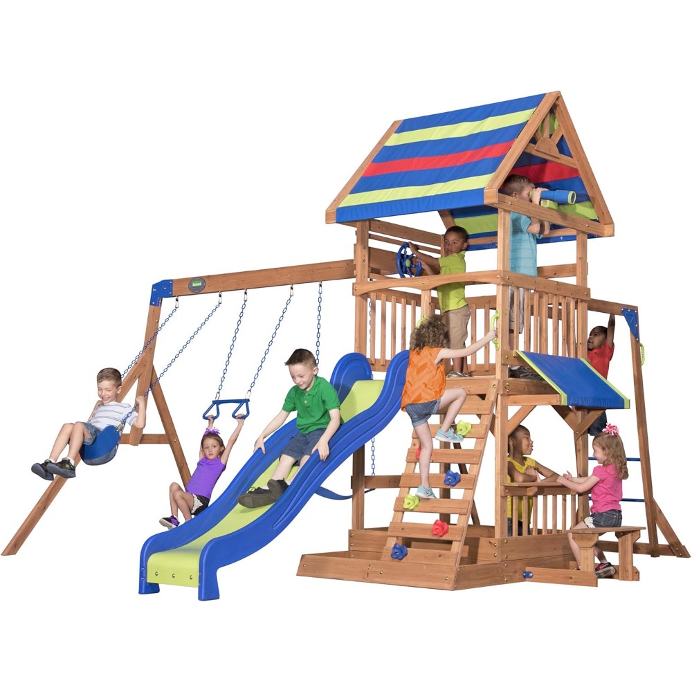 US-Versand: Zedernholz-Gartens – Kids Outdoor Monkey Bar Set Bewertung und Preis